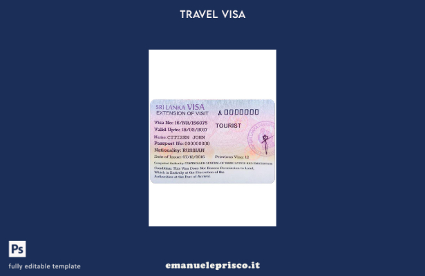 modello di visto turistico per lo Sri Lanka in stile verificato